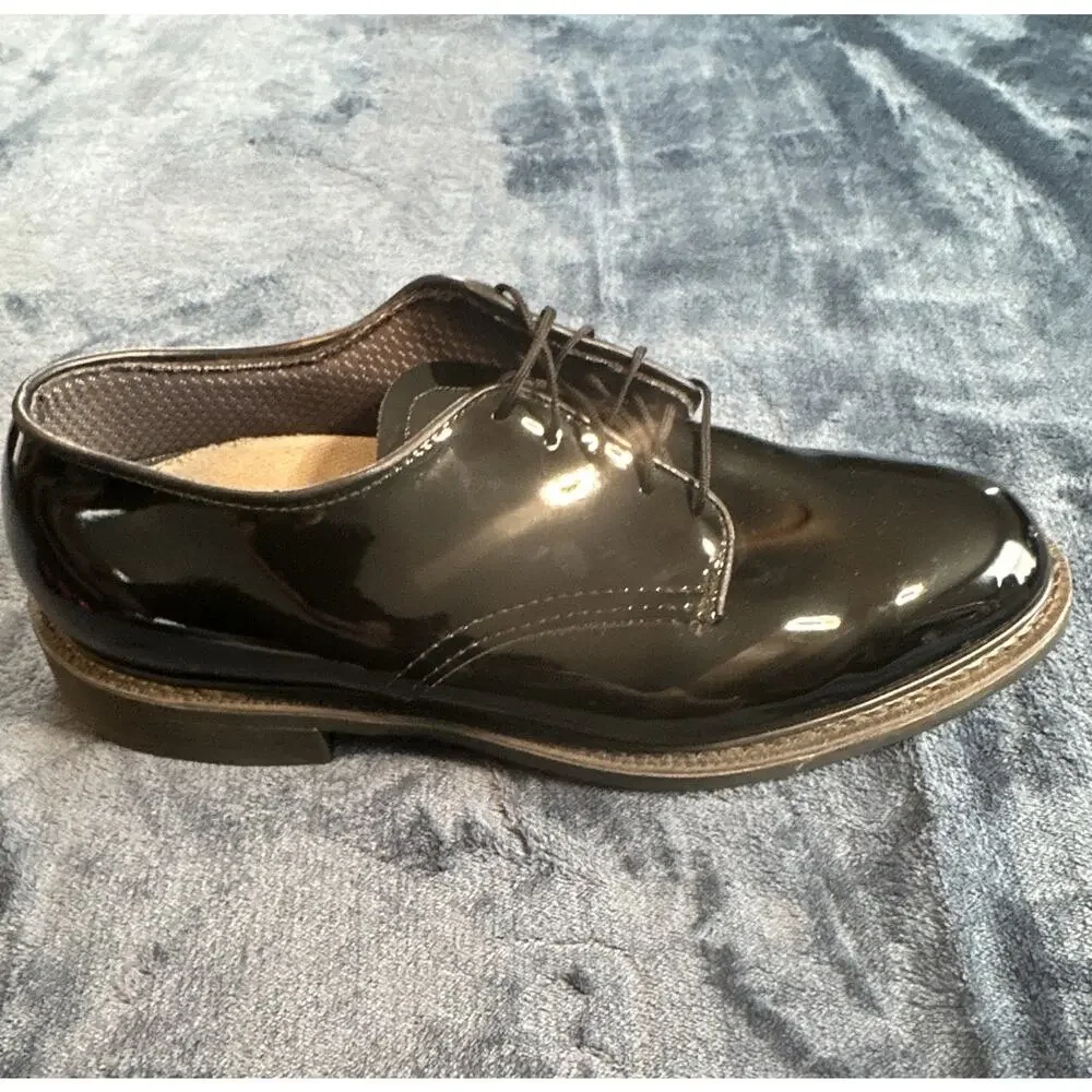 Men's Black USAF Patent Leather Lace-Up Dress Shoes Round Toe US 10